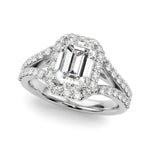 Emerald Cut Halo Lab Grown Diamond Engagement Ring - VS1 D/E/F | 14K & 18K Gold | 14K White Gold | Emerald Cut Lab Diamond | Picasso Gold & Diamond Chicago