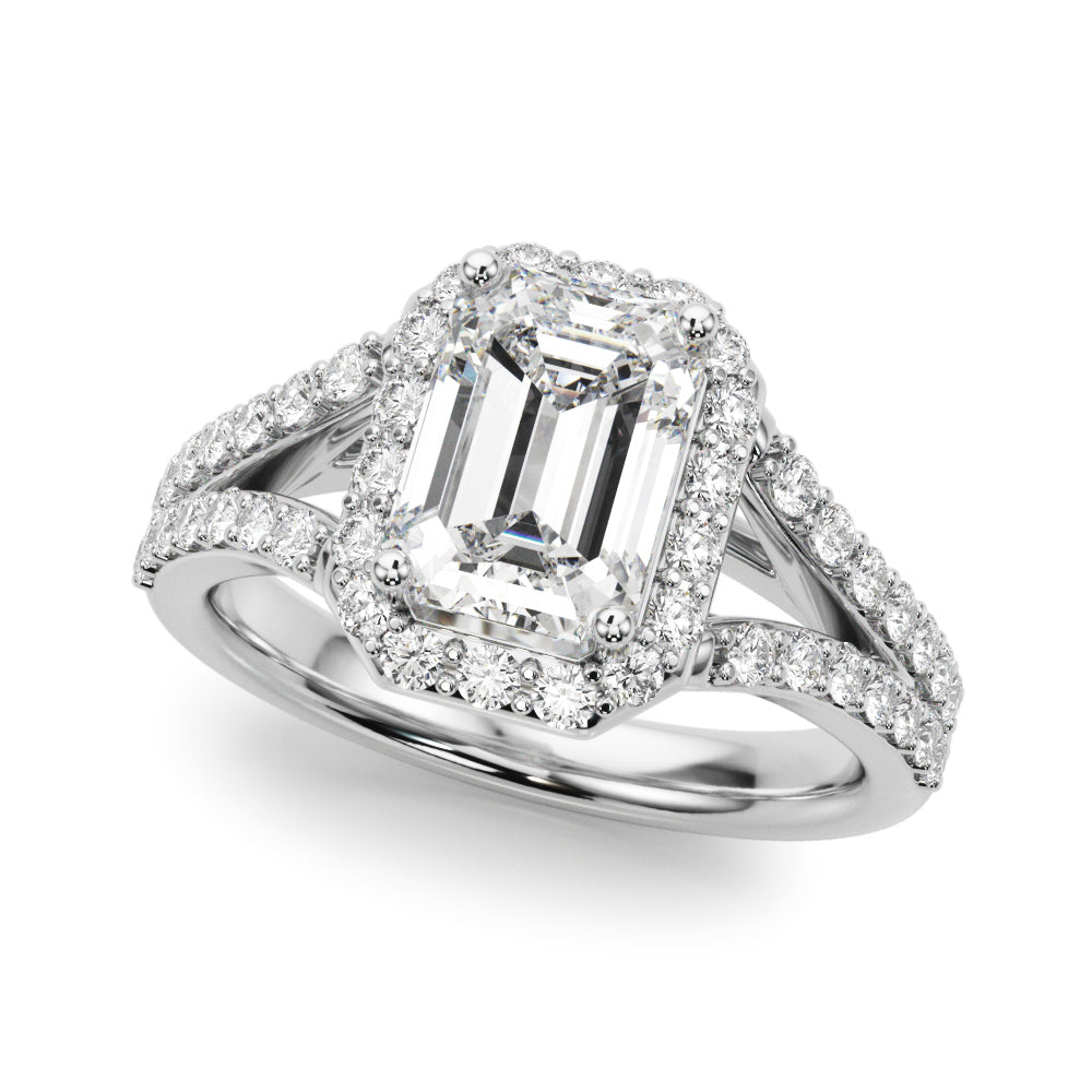 Emerald Cut Halo Lab Grown Diamond Engagement Ring - VS1 D/E/F | 14K & 18K Gold | 14K White Gold | Emerald Cut Lab Diamond | Picasso Gold & Diamond Chicago