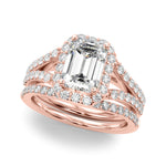Emerald Cut Halo Lab Grown Diamond Engagement Ring - VS1 D/E/F | 14K & 18K Gold | 14K Yellow Gold | Emerald Cut Lab Diamond | Picasso Gold & Diamond Chicago