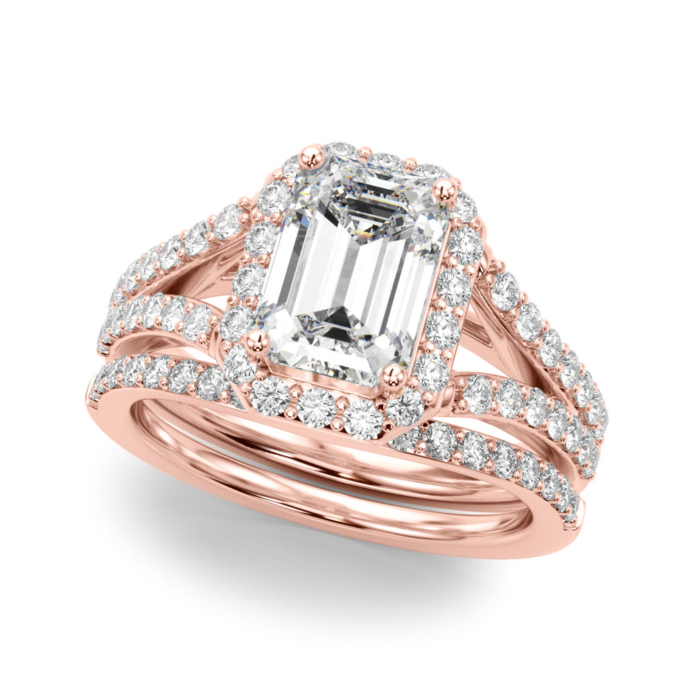 Emerald Cut Halo Lab Grown Diamond Engagement Ring - VS1 D/E/F | 14K & 18K Gold | 14K Yellow Gold | Emerald Cut Lab Diamond | Picasso Gold & Diamond Chicago