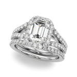 Emerald Cut Halo Lab Grown Diamond Engagement Ring - VS1 D/E/F | 14K & 18K Gold | 14K Rose Gold | Emerald Cut Lab Diamond | Picasso Gold & Diamond Chicago