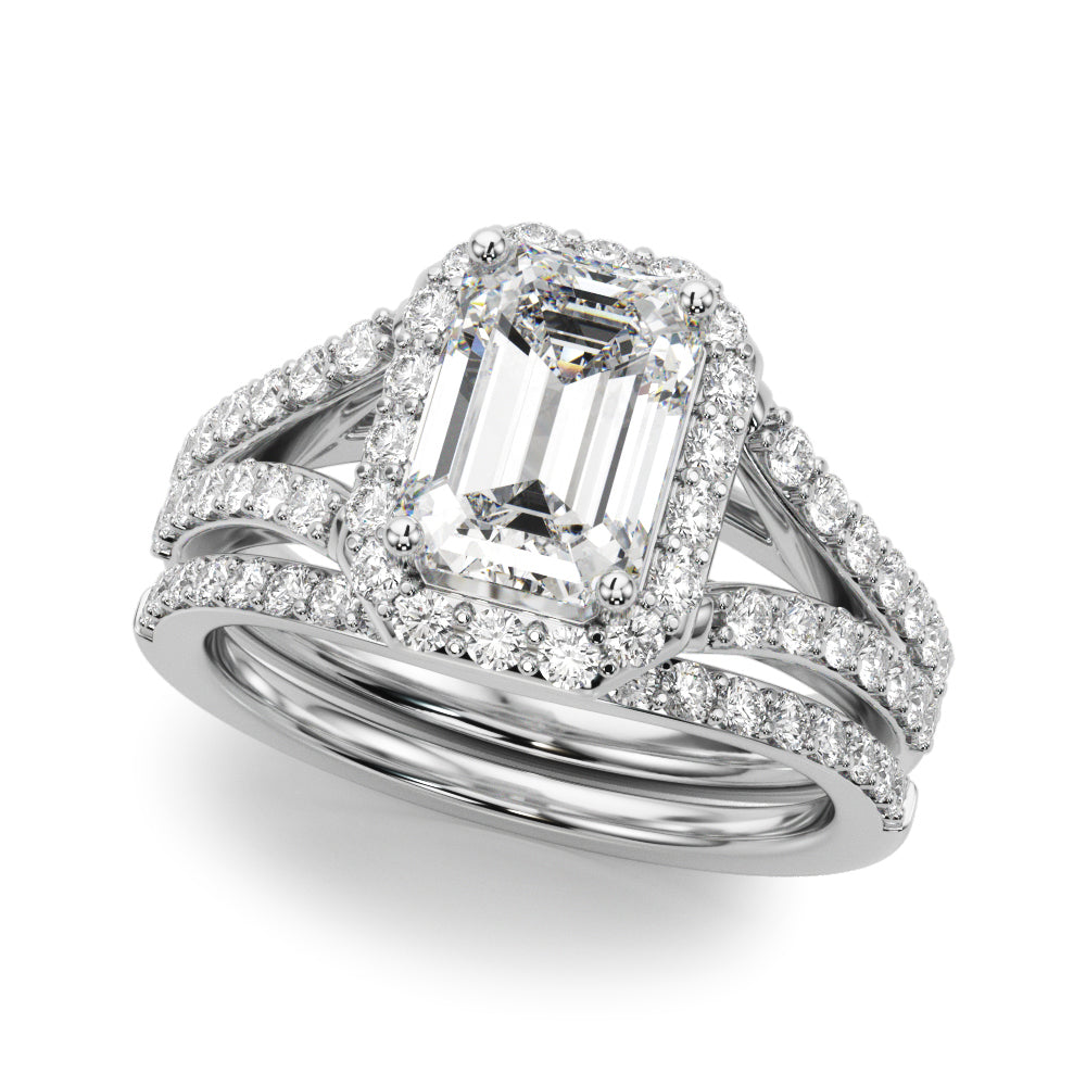Emerald Cut Halo Lab Grown Diamond Engagement Ring - VS1 D/E/F | 14K & 18K Gold | 14K Rose Gold | Emerald Cut Lab Diamond | Picasso Gold & Diamond Chicago