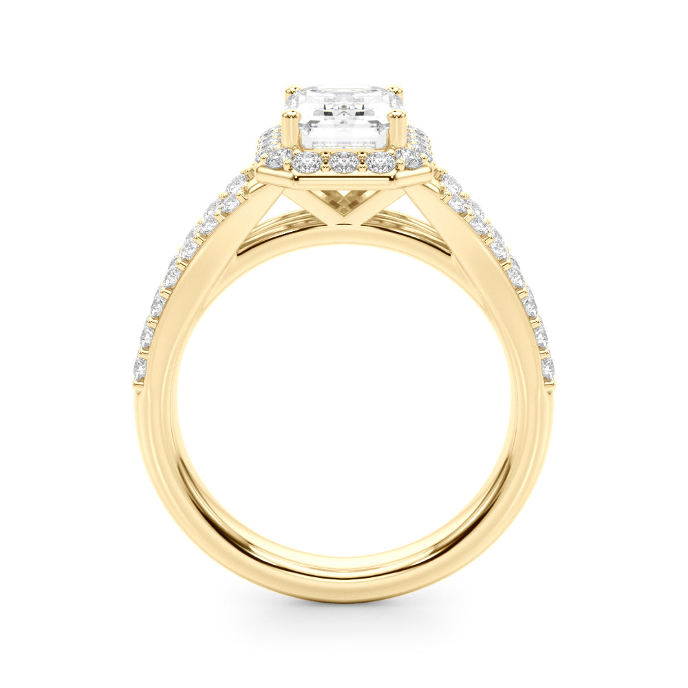 Emerald Cut Halo Lab Grown Diamond Engagement Ring - VS1 D/E/F | 14K & 18K Gold | 14K Rose Gold | Emerald Cut Lab Diamond | Picasso Gold & Diamond Chicago