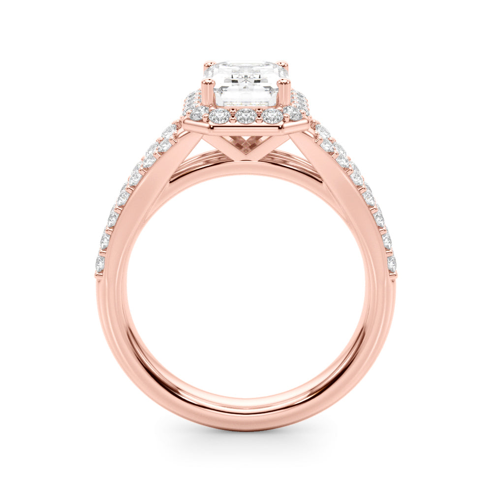 Emerald Cut Halo Lab Grown Diamond Engagement Ring - VS1 D/E/F | 14K & 18K Gold | 14K Rose Gold | Emerald Cut Lab Diamond | Picasso Gold & Diamond Chicago