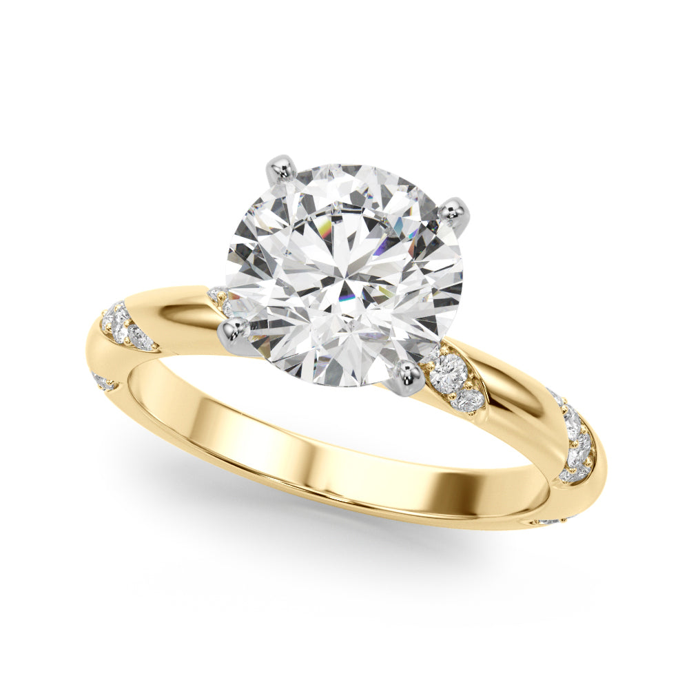 Round Twisted Shank Lab Grown Diamond Engagement Ring - VS1 D/E/F | 14K & 18K Gold | 14K White Gold | Round Lab Diamond | Picasso Gold & Diamond Chicago