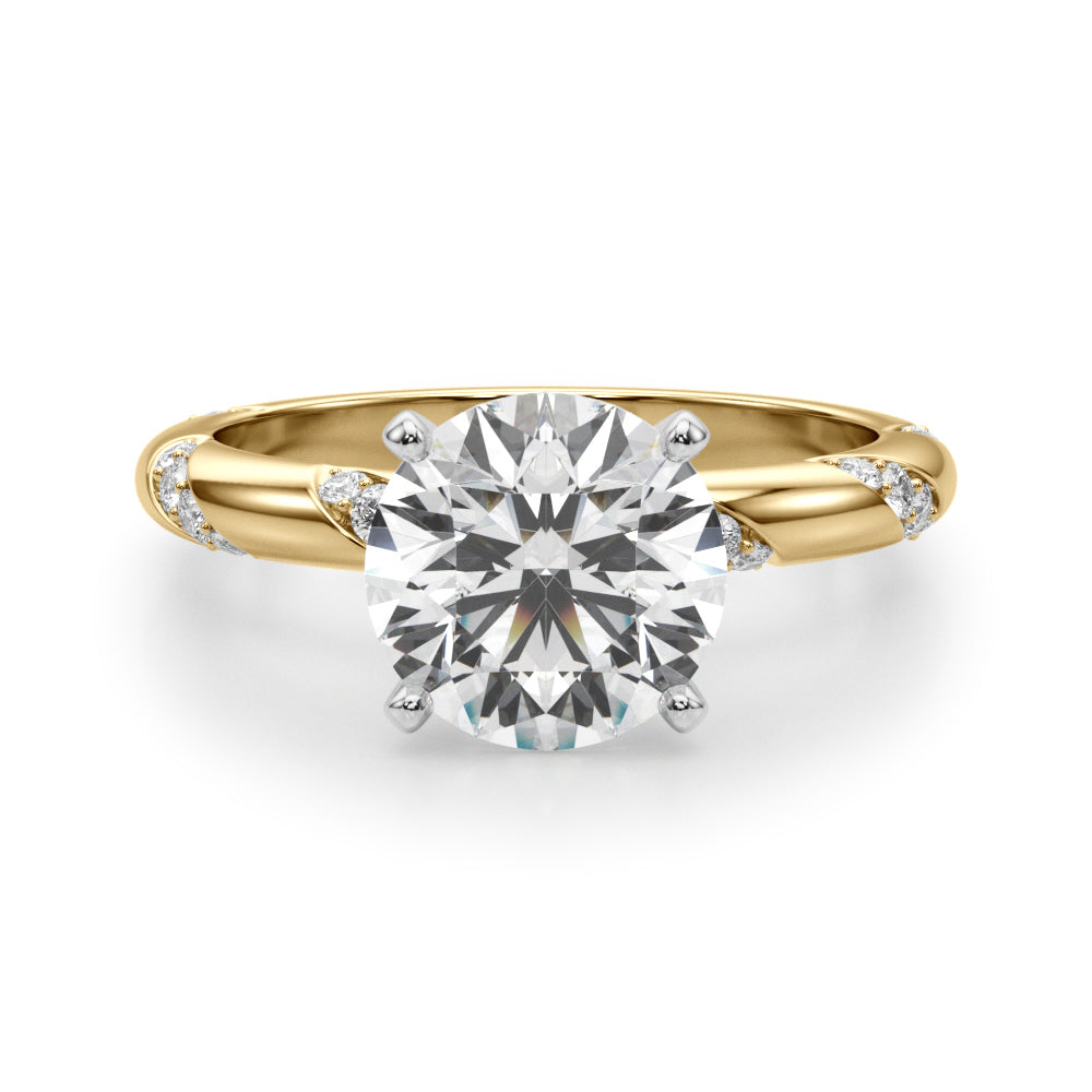Round Twisted Shank Lab Grown Diamond Engagement Ring - VS1 D/E/F | 14K & 18K Gold | 14K Yellow Gold | Round Lab Diamond | Picasso Gold & Diamond Chicago