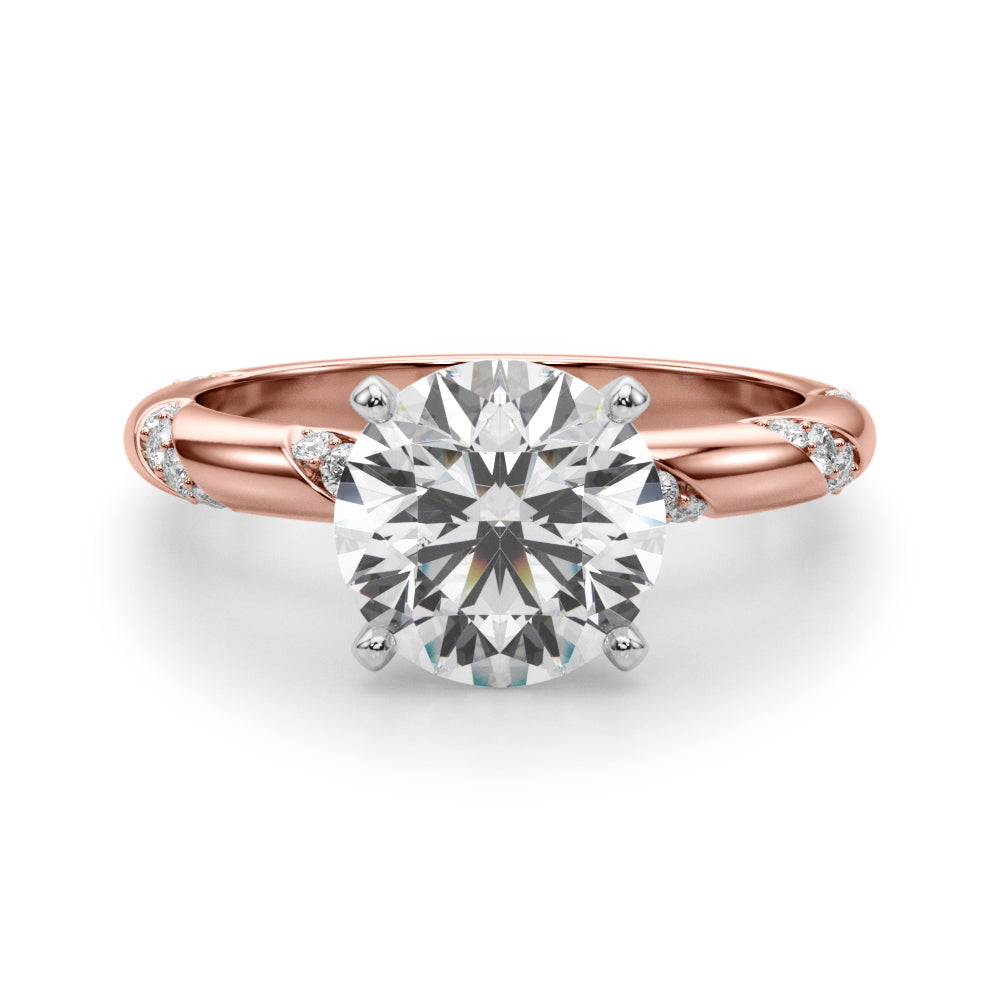 Round Twisted Shank Lab Grown Diamond Engagement Ring - VS1 D/E/F | 14K & 18K Gold | 14K Rose Gold | Round Lab Diamond | Picasso Gold & Diamond Chicago