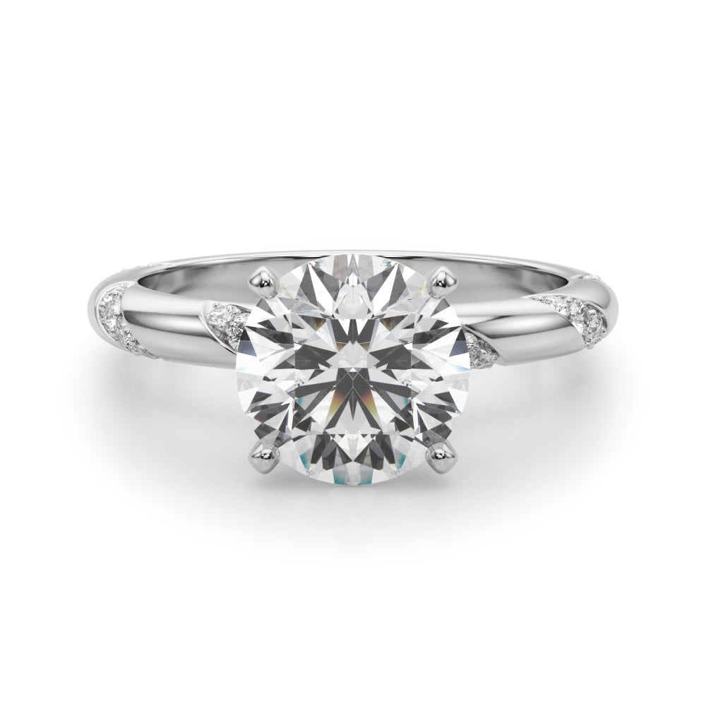 Round Twisted Shank Lab Grown Diamond Engagement Ring - VS1 D/E/F | 14K & 18K Gold | 14K Rose Gold | Round Lab Diamond | Picasso Gold & Diamond Chicago