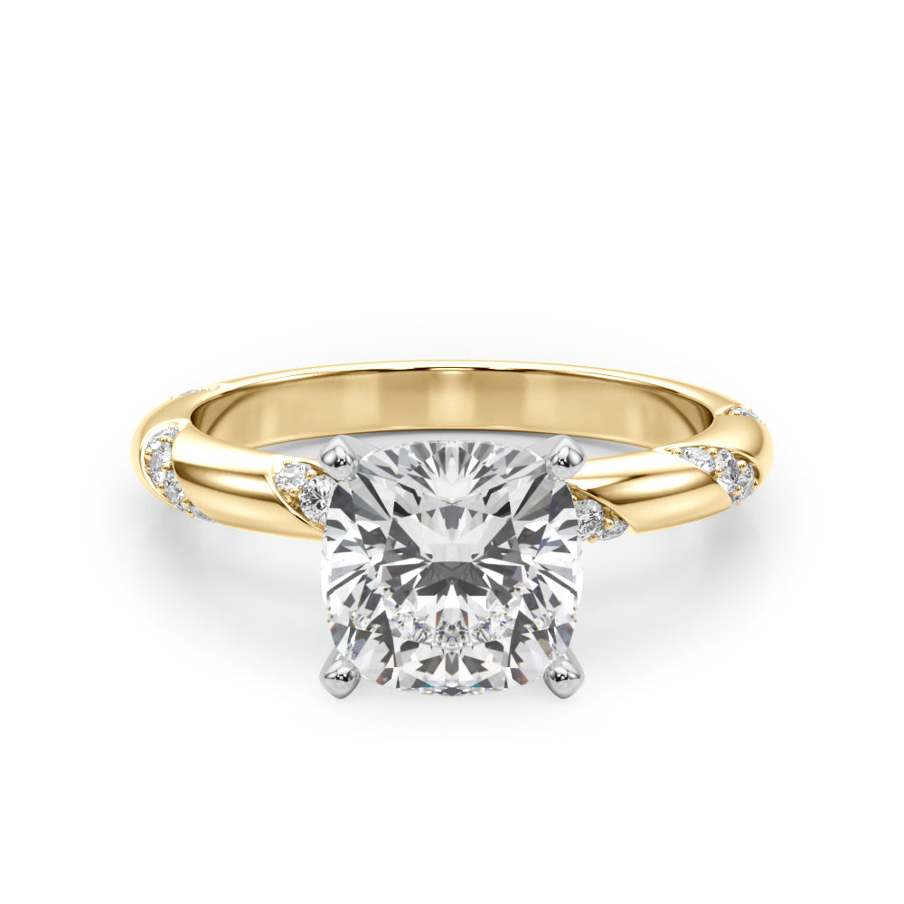 Round Twisted Shank Lab Grown Diamond Engagement Ring - VS1 D/E/F | 14K & 18K Gold | 18K White Gold | Round Lab Diamond | Picasso Gold & Diamond Chicago