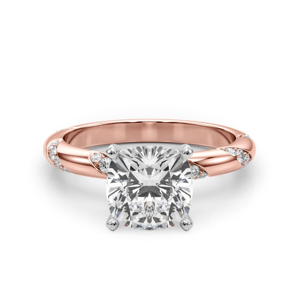 Round Twisted Shank Lab Grown Diamond Engagement Ring - VS1 D/E/F | 14K & 18K Gold | 18K Yellow Gold | Round Lab Diamond | Picasso Gold & Diamond Chicago