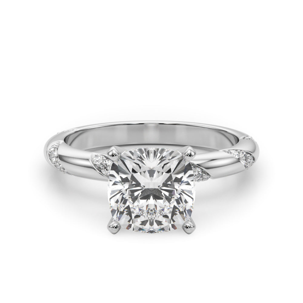 Round Twisted Shank Lab Grown Diamond Engagement Ring - VS1 D/E/F | 14K & 18K Gold | 18K Yellow Gold | Round Lab Diamond | Picasso Gold & Diamond Chicago