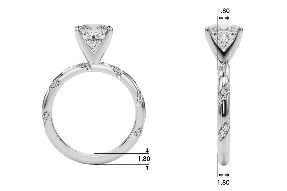 Round Twisted Shank Lab Grown Diamond Engagement Ring - VS1 D/E/F | 14K & 18K Gold | Lab Grown Diamond Engagement Ring | Picasso Gold & Diamond | Chicago