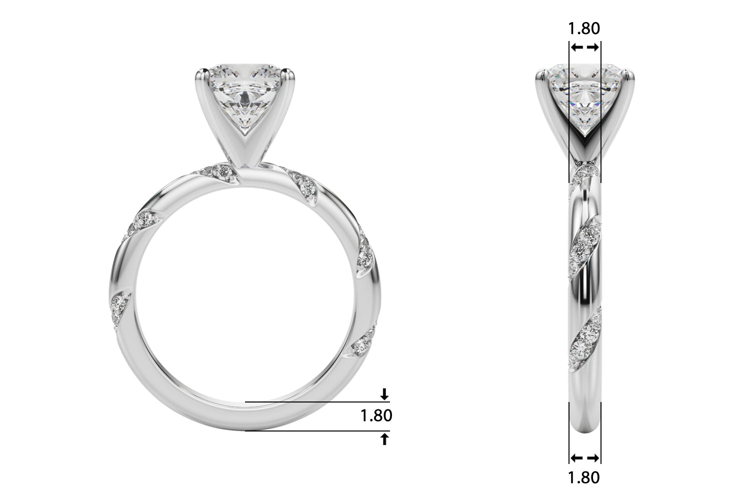Round Twisted Shank Lab Grown Diamond Engagement Ring - VS1 D/E/F | 14K & 18K Gold | Lab Grown Diamond Engagement Ring | Picasso Gold & Diamond | Chicago