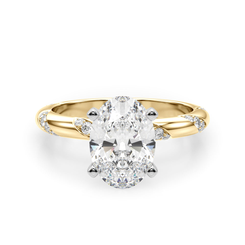 Round Twisted Shank Lab Grown Diamond Engagement Ring - VS1 D/E/F | 14K & 18K Gold | Platinum | Round Lab Diamond | Picasso Gold & Diamond Chicago