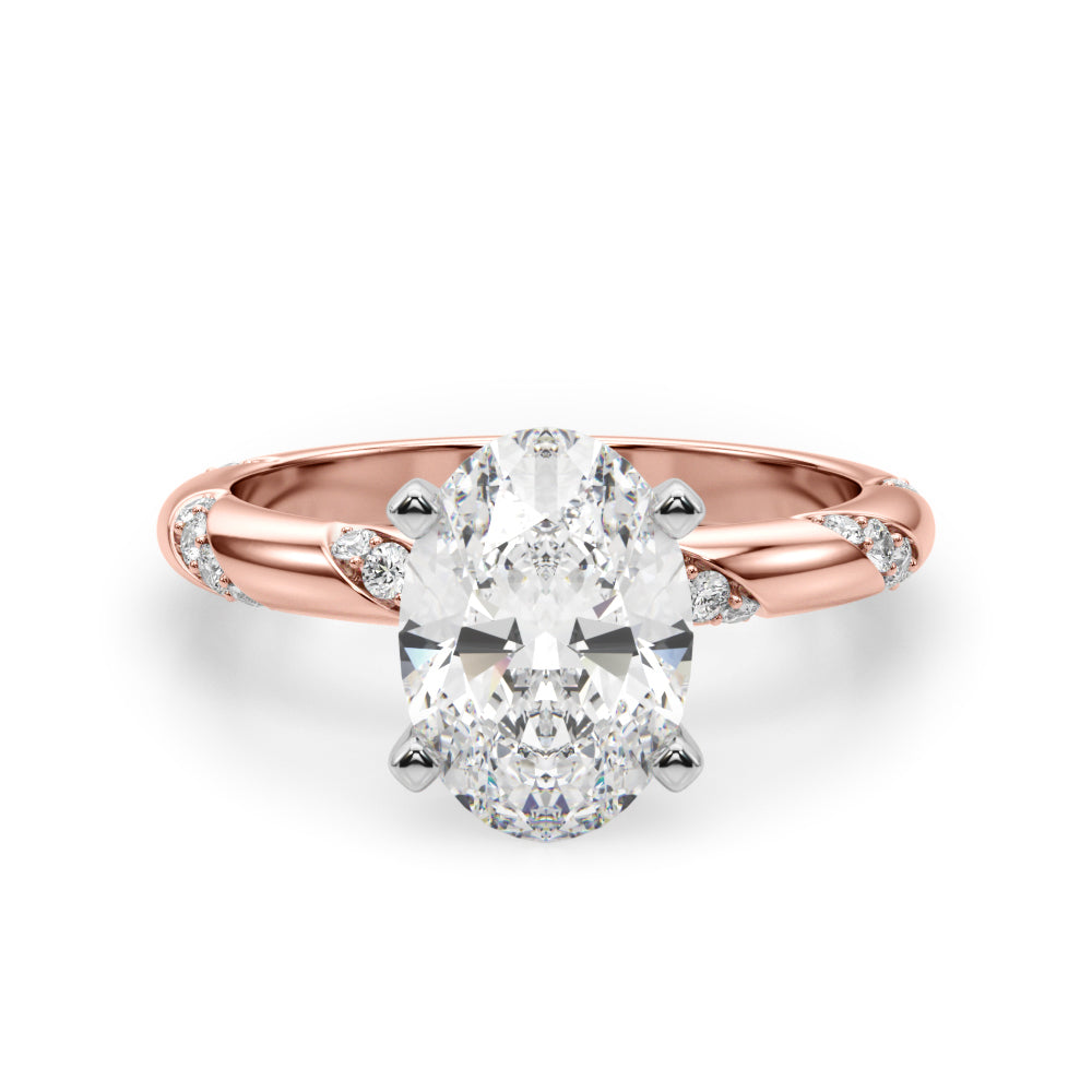 Round Twisted Shank Lab Grown Diamond Engagement Ring - VS1 D/E/F | 14K & 18K Gold | Lab Grown Diamond Engagement Ring | Picasso Gold & Diamond | Chicago