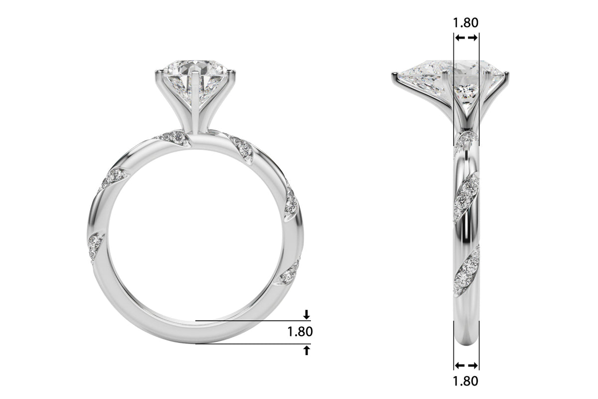 Round Twisted Shank Lab Grown Diamond Engagement Ring - VS1 D/E/F | 14K & 18K Gold | Platinum | Round Lab Diamond | Picasso Gold & Diamond Chicago