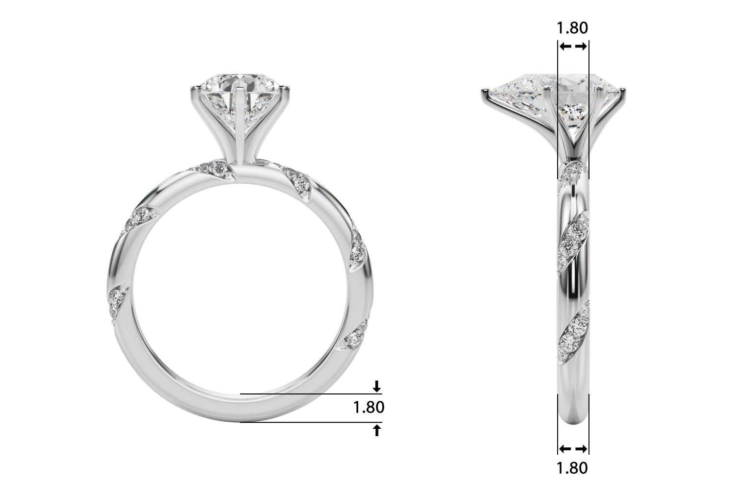 Round Twisted Shank Lab Grown Diamond Engagement Ring - VS1 D/E/F | 14K & 18K Gold | Platinum | Round Lab Diamond | Picasso Gold & Diamond Chicago