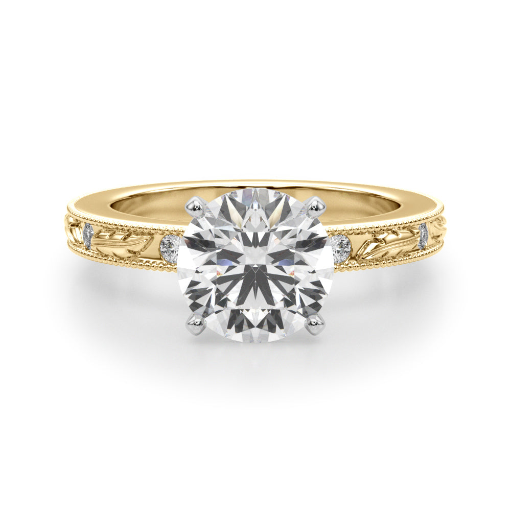 Round Solitaire Lab Grown Diamond Engagement Ring - VS1 D/E/F | 14K & 18K Gold | 14K Yellow Gold | Round Lab Diamond | Picasso Gold & Diamond Chicago