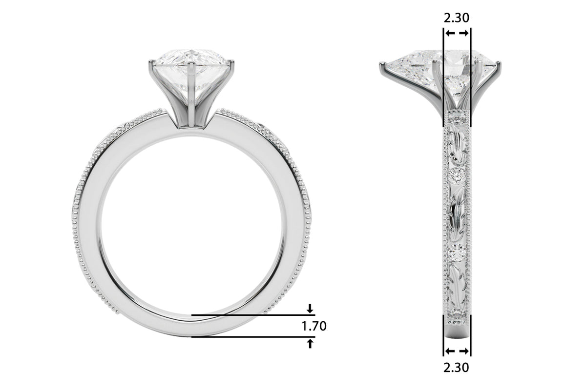 Round Solitaire Lab Grown Diamond Engagement Ring - VS1 D/E/F | 14K & 18K Gold | Platinum | Round Lab Diamond | Picasso Gold & Diamond Chicago