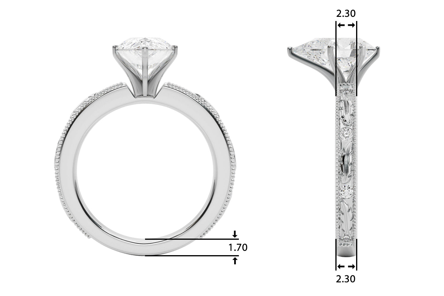 Round Solitaire Lab Grown Diamond Engagement Ring - VS1 D/E/F | 14K & 18K Gold | Platinum | Round Lab Diamond | Picasso Gold & Diamond Chicago