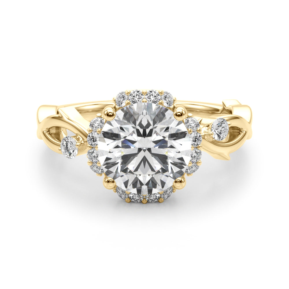 Round Halo Lab Grown Diamond Engagement Ring - VS1 D/E/F | 14K & 18K Gold | 14K Yellow Gold | Round Lab Diamond | Picasso Gold & Diamond Chicago
