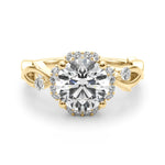 Round Halo Lab Grown Diamond Engagement Ring - VS1 D/E/F | 14K & 18K Gold | 14K Yellow Gold | Round Lab Diamond | Picasso Gold & Diamond Chicago