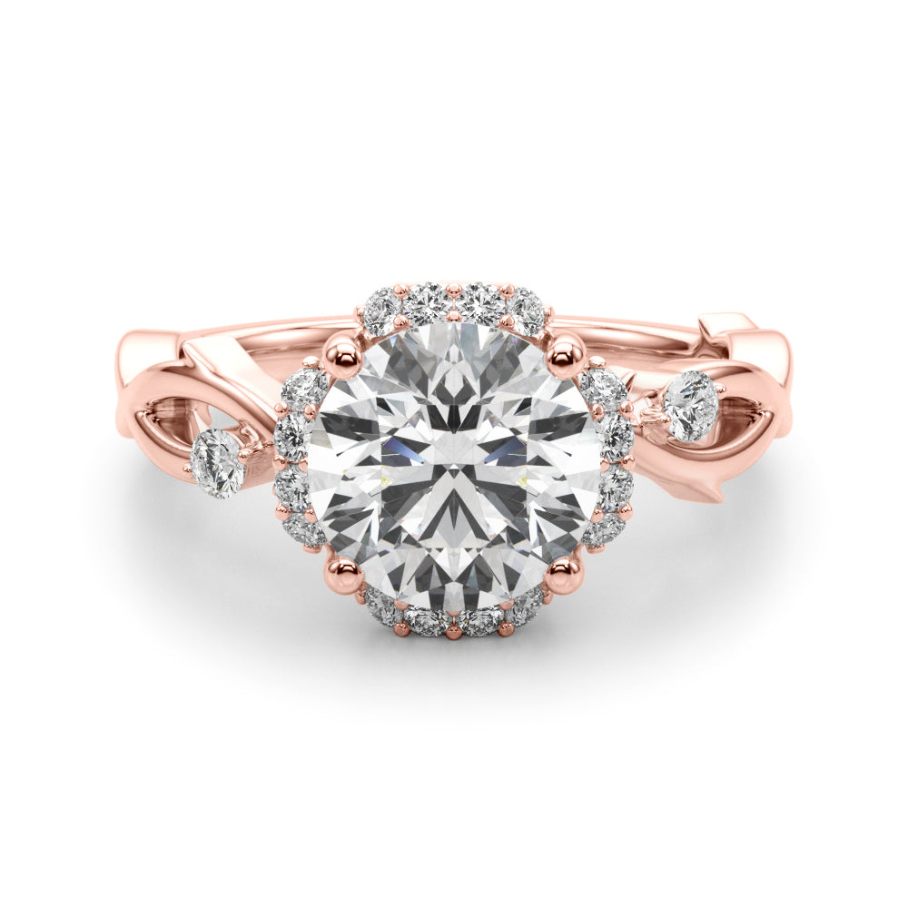 Round Halo Lab Grown Diamond Engagement Ring - VS1 D/E/F | 14K & 18K Gold | 14K Yellow Gold | Round Lab Diamond | Picasso Gold & Diamond Chicago