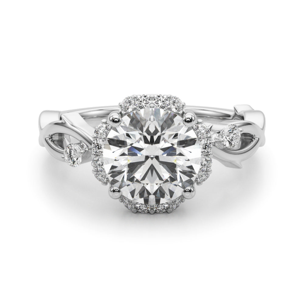 Round Halo Lab Grown Diamond Engagement Ring - VS1 D/E/F | 14K & 18K Gold | 14K Yellow Gold | Round Lab Diamond | Picasso Gold & Diamond Chicago