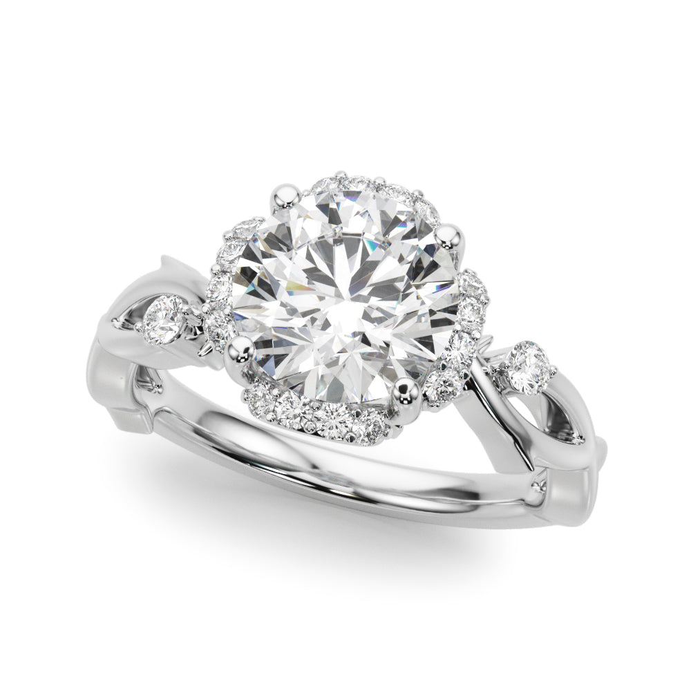 Round Halo Lab Grown Diamond Engagement Ring - VS1 D/E/F | 14K & 18K Gold | 14K White Gold | Round Lab Diamond | Picasso Gold & Diamond Chicago