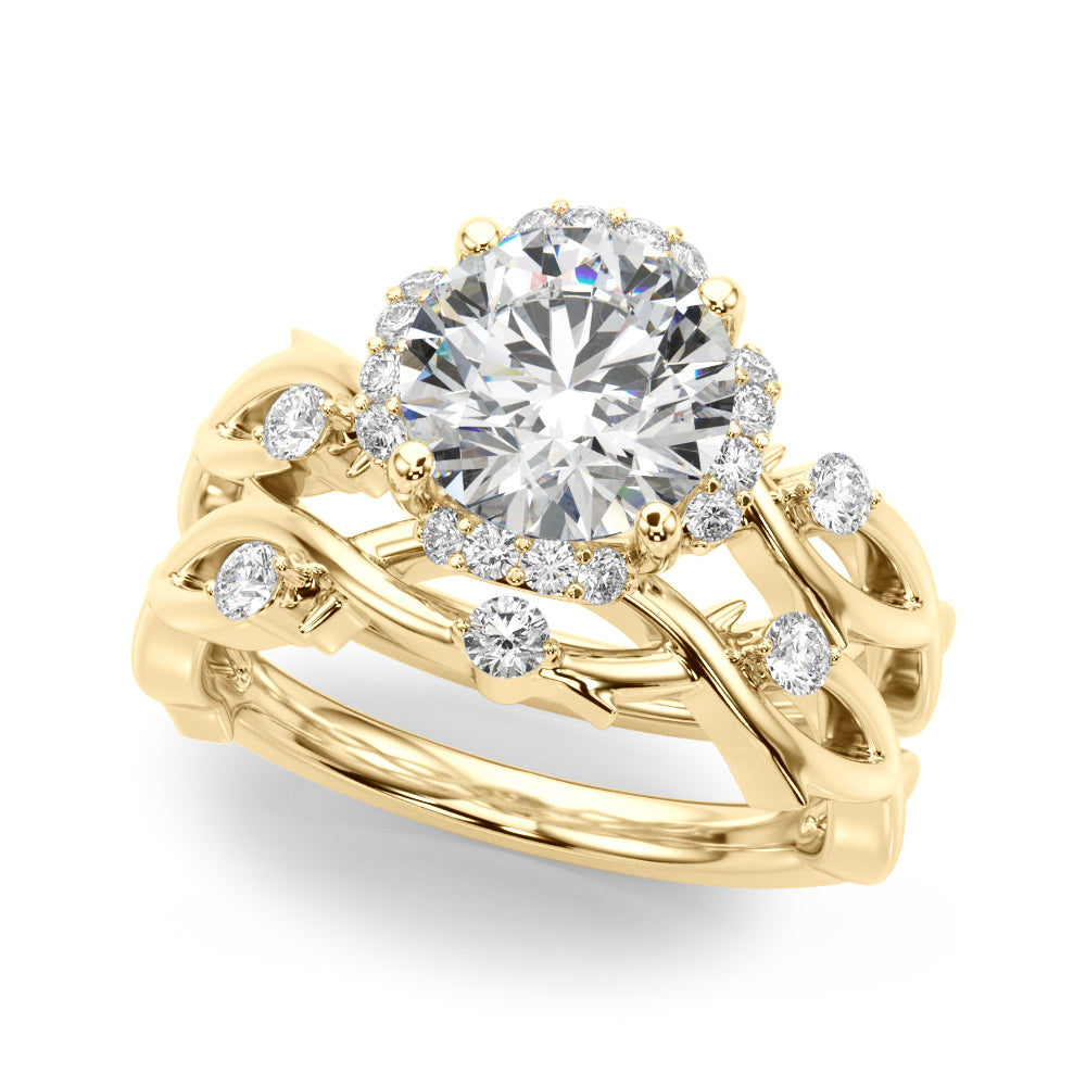 Round Halo Lab Grown Diamond Engagement Ring - VS1 D/E/F | 14K & 18K Gold | 14K Rose Gold | Round Lab Diamond | Picasso Gold & Diamond Chicago