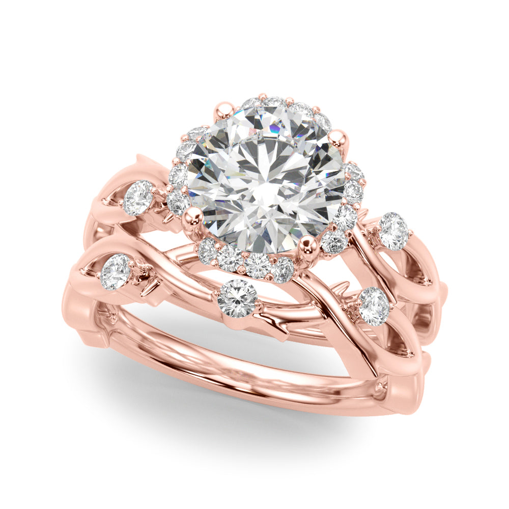 Round Halo Lab Grown Diamond Engagement Ring - VS1 D/E/F | 14K & 18K Gold | 14K Rose Gold | Round Lab Diamond | Picasso Gold & Diamond Chicago