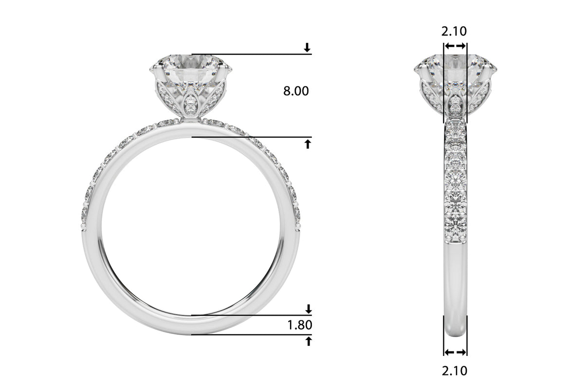 Round Hidden Halo Lab Grown Diamond Engagement Ring - VS1 D/E/F | 14K & 18K Gold | 18K White Gold | Round Lab Diamond | Picasso Gold & Diamond Chicago