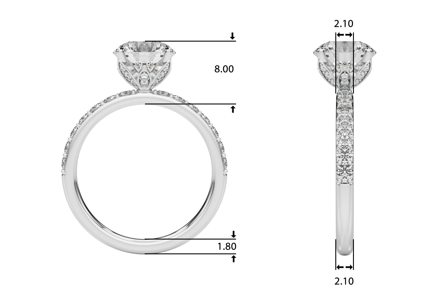 Round Hidden Halo Lab Grown Diamond Engagement Ring - VS1 D/E/F | 14K & 18K Gold | 18K White Gold | Round Lab Diamond | Picasso Gold & Diamond Chicago
