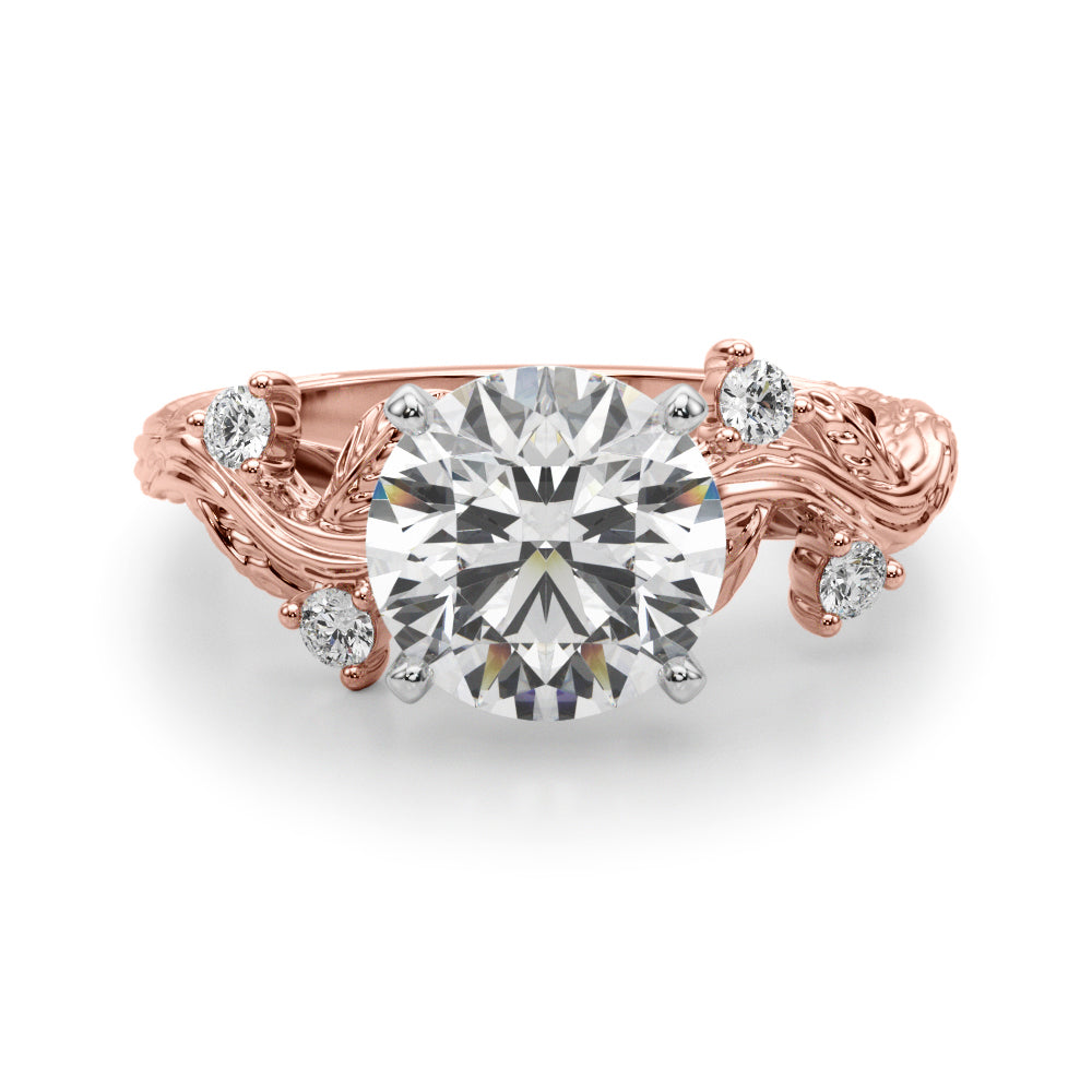 Round Nature Inspired Lab Grown Diamond Engagement Ring - VS1 D/E/F | 14K & 18K Gold | 14K Rose Gold | Round Lab Diamond | Picasso Gold & Diamond Chicago
