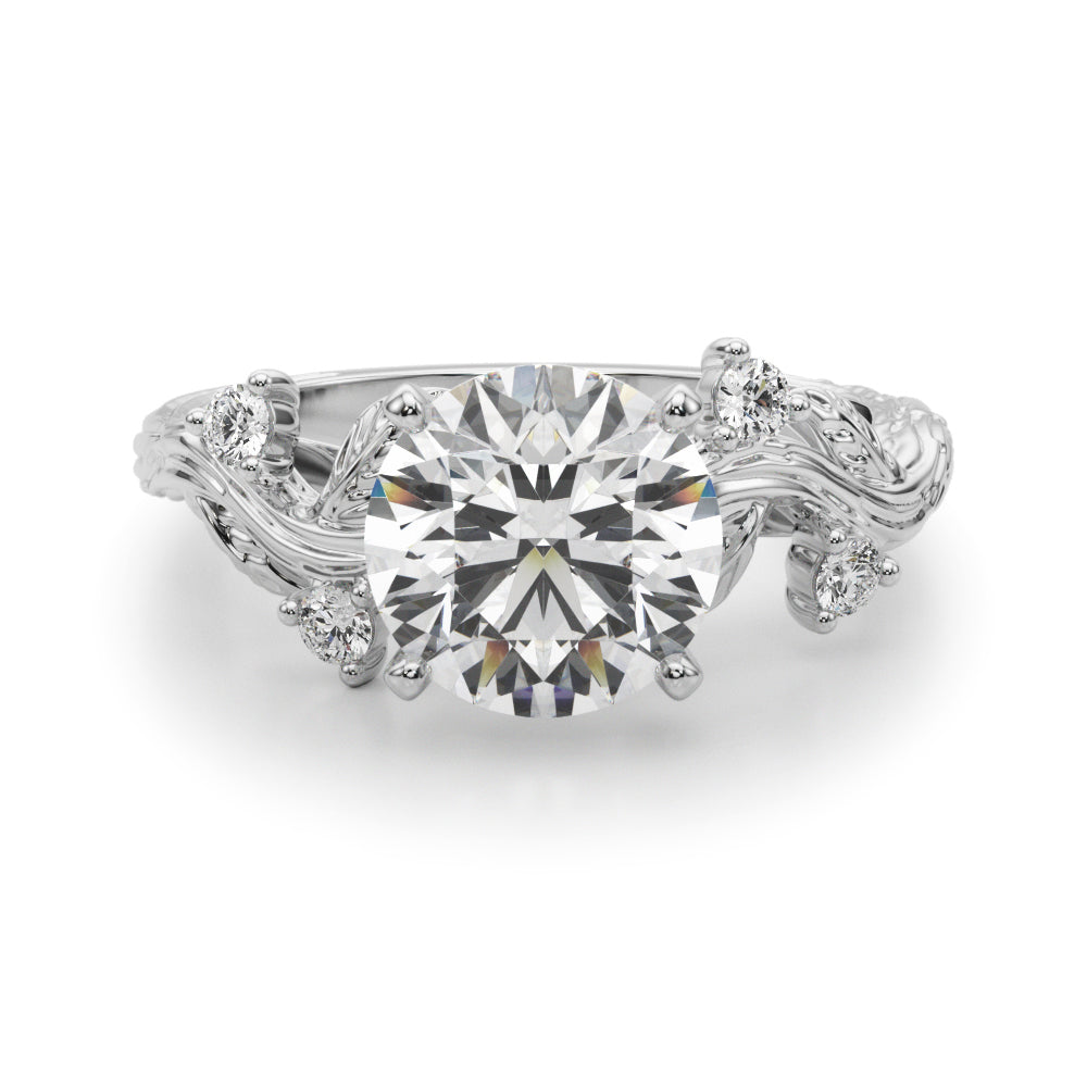 Round Nature Inspired Lab Grown Diamond Engagement Ring - VS1 D/E/F | 14K & 18K Gold | 14K Rose Gold | Round Lab Diamond | Picasso Gold & Diamond Chicago