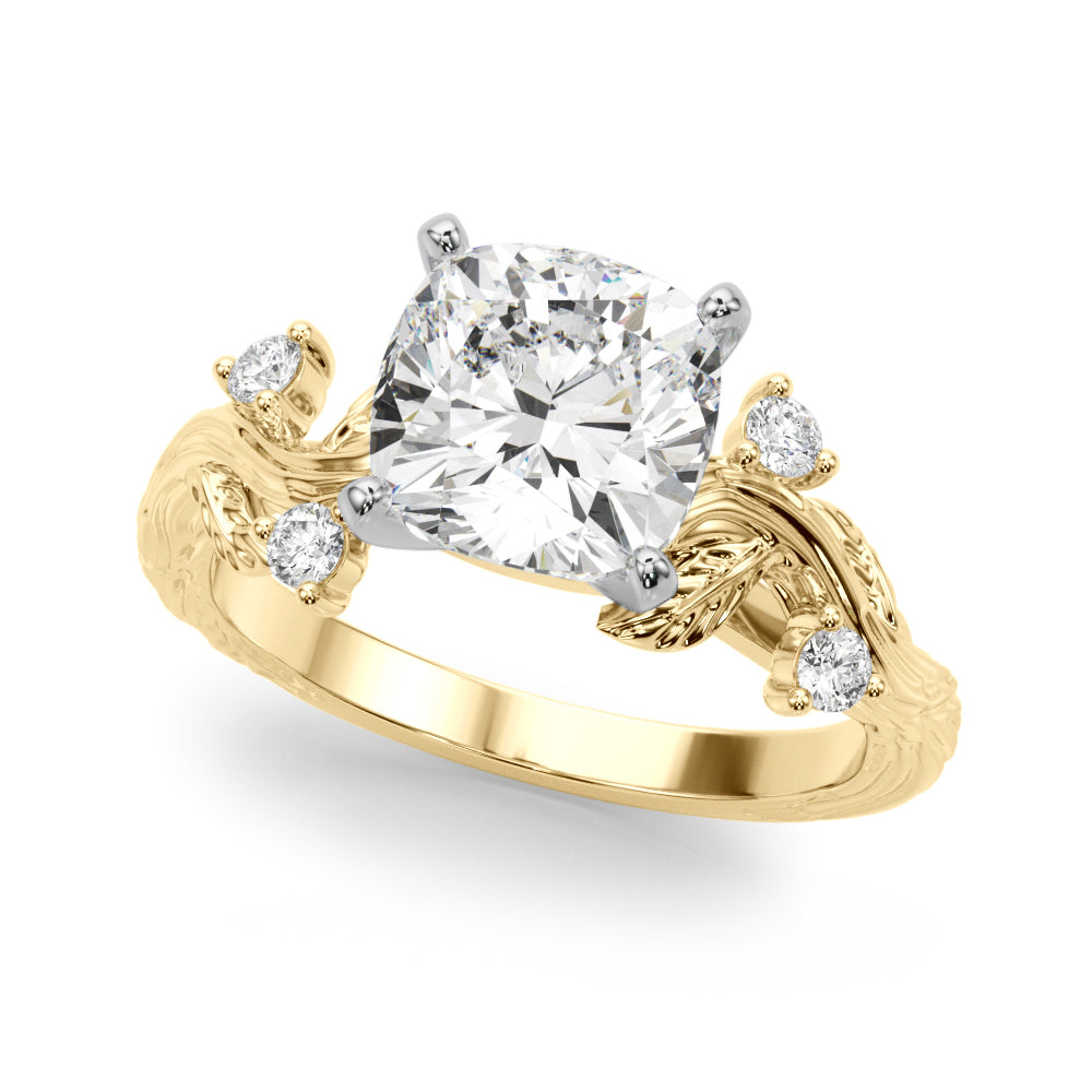 Round Nature Inspired Lab Grown Diamond Engagement Ring - VS1 D/E/F | 14K & 18K Gold | 18K White Gold | Round Lab Diamond | Picasso Gold & Diamond Chicago