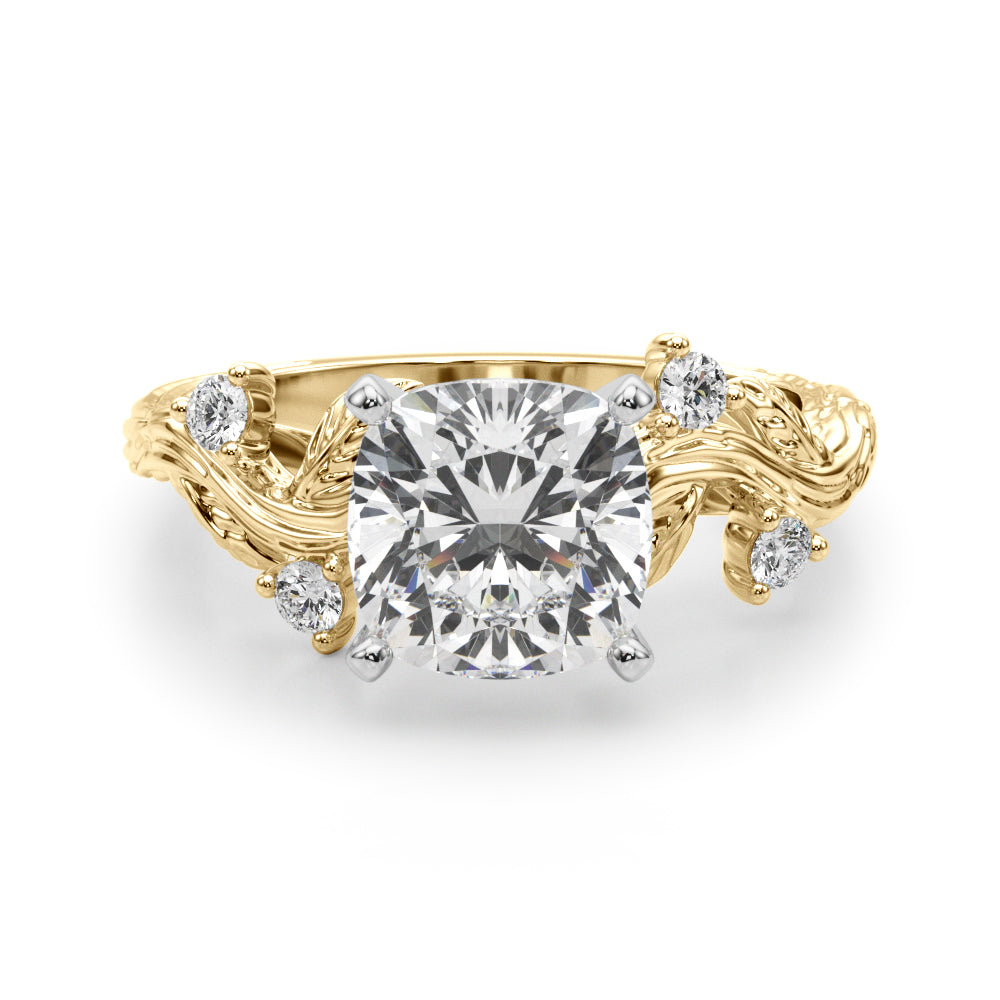 Round Nature Inspired Lab Grown Diamond Engagement Ring - VS1 D/E/F | 14K & 18K Gold | 18K White Gold | Round Lab Diamond | Picasso Gold & Diamond Chicago