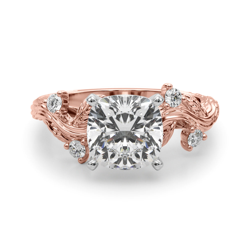 Round Nature Inspired Lab Grown Diamond Engagement Ring - VS1 D/E/F | 14K & 18K Gold | 18K Yellow Gold | Round Lab Diamond | Picasso Gold & Diamond Chicago