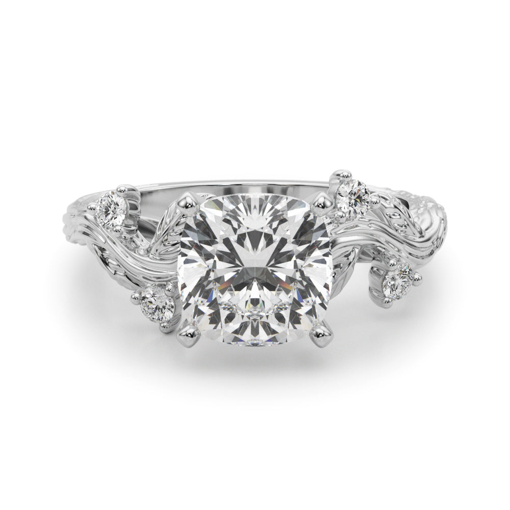 Round Nature Inspired Lab Grown Diamond Engagement Ring - VS1 D/E/F | 14K & 18K Gold | 18K Yellow Gold | Round Lab Diamond | Picasso Gold & Diamond Chicago