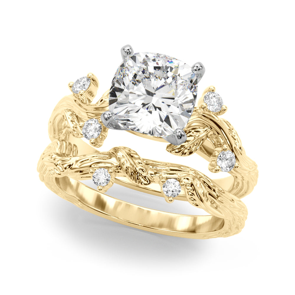Round Nature Inspired Lab Grown Diamond Engagement Ring - VS1 D/E/F | 14K & 18K Gold | 18K Rose Gold | Round Lab Diamond | Picasso Gold & Diamond Chicago