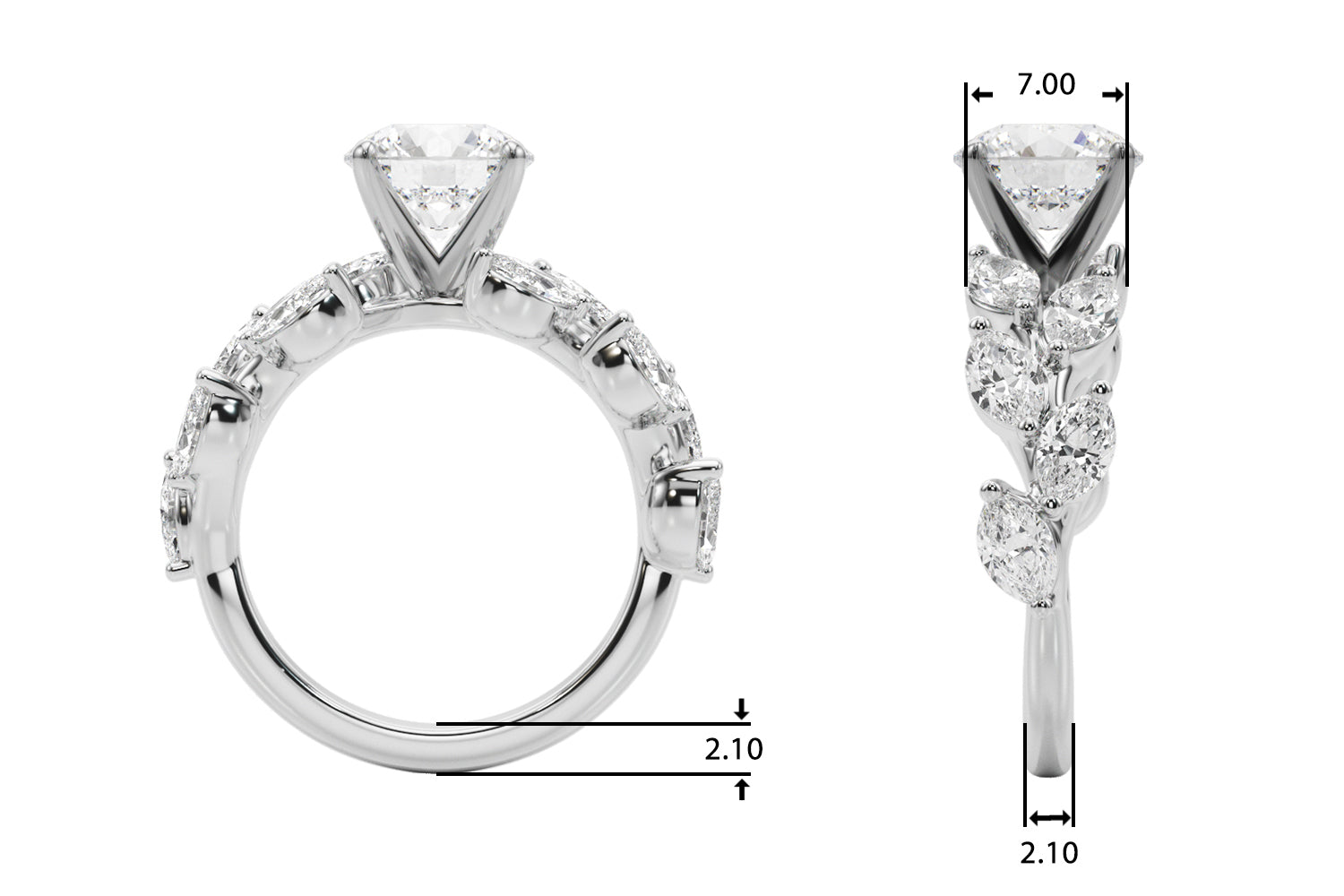 Round Nature Inspired Lab Grown Diamond Engagement Ring - VS1 D/E/F | 14K & 18K Gold | Lab Grown Diamond Engagement Ring | Picasso Gold & Diamond | Chicago