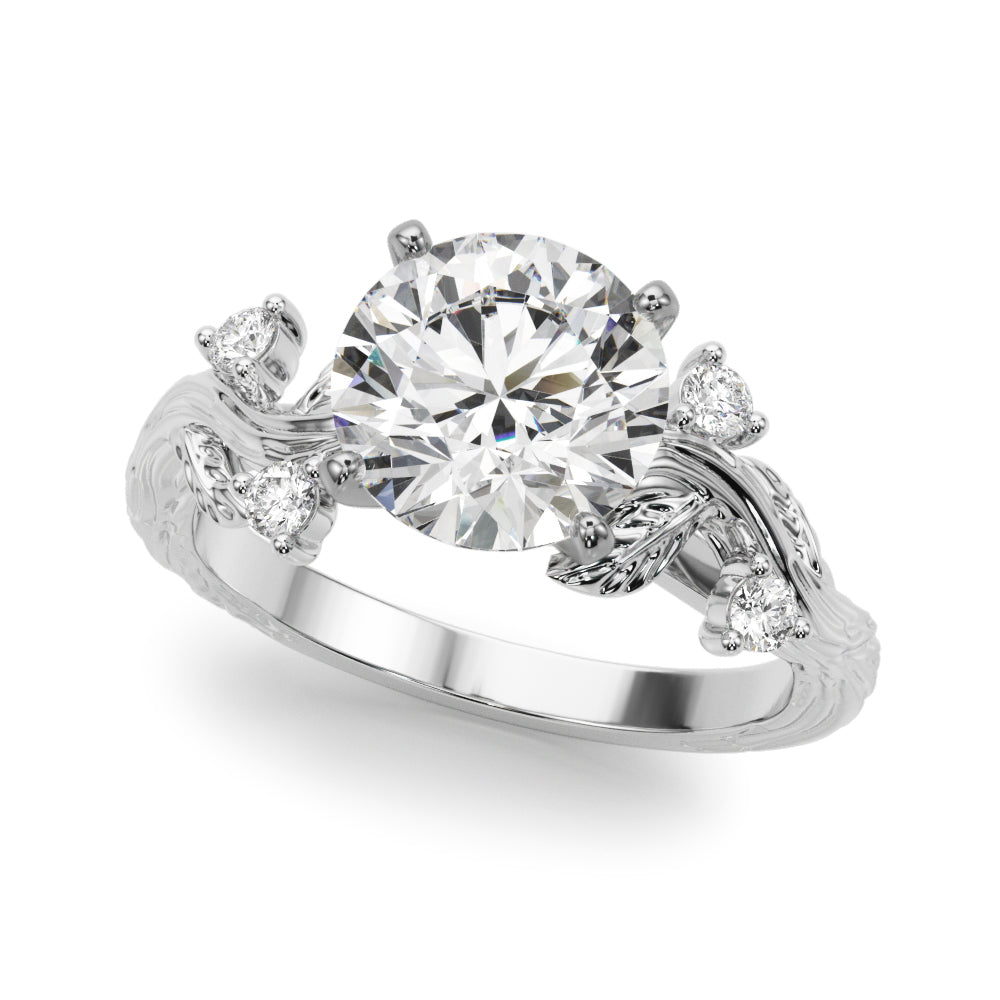 Round Nature Inspired Lab Grown Diamond Engagement Ring - VS1 D/E/F | 14K & 18K Gold | 14K White Gold | Round Lab Diamond | Picasso Gold & Diamond Chicago
