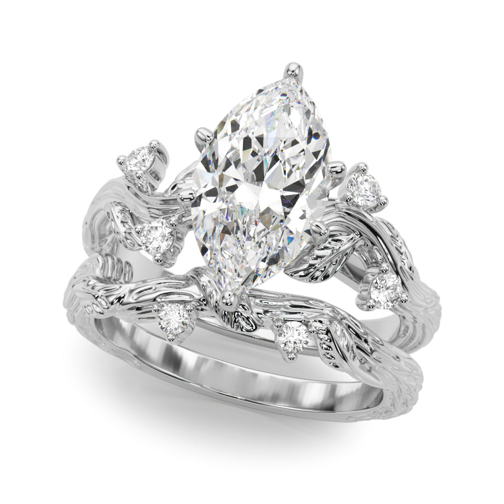 Round Nature Inspired Lab Grown Diamond Engagement Ring - VS1 D/E/F | 14K & 18K Gold | 14K Yellow Gold | Round Lab Diamond | Picasso Gold & Diamond Chicago