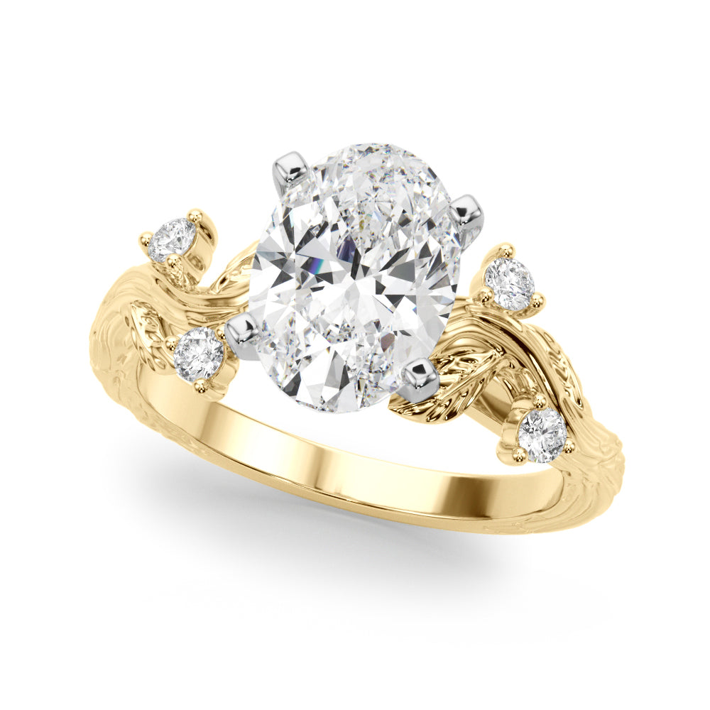Round Nature Inspired Lab Grown Diamond Engagement Ring - VS1 D/E/F | 14K & 18K Gold | 18K Rose Gold | Round Lab Diamond | Picasso Gold & Diamond Chicago