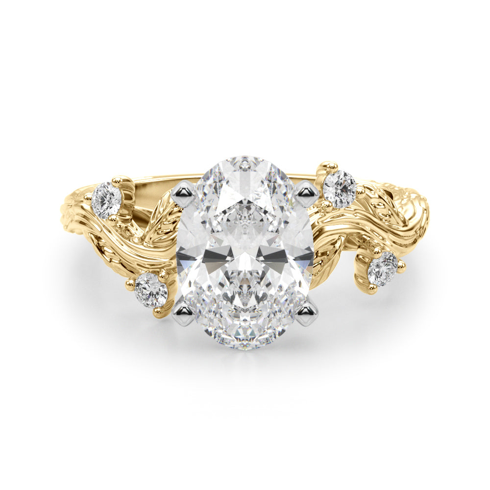 Round Nature Inspired Lab Grown Diamond Engagement Ring - VS1 D/E/F | 14K & 18K Gold | Platinum | Round Lab Diamond | Picasso Gold & Diamond Chicago