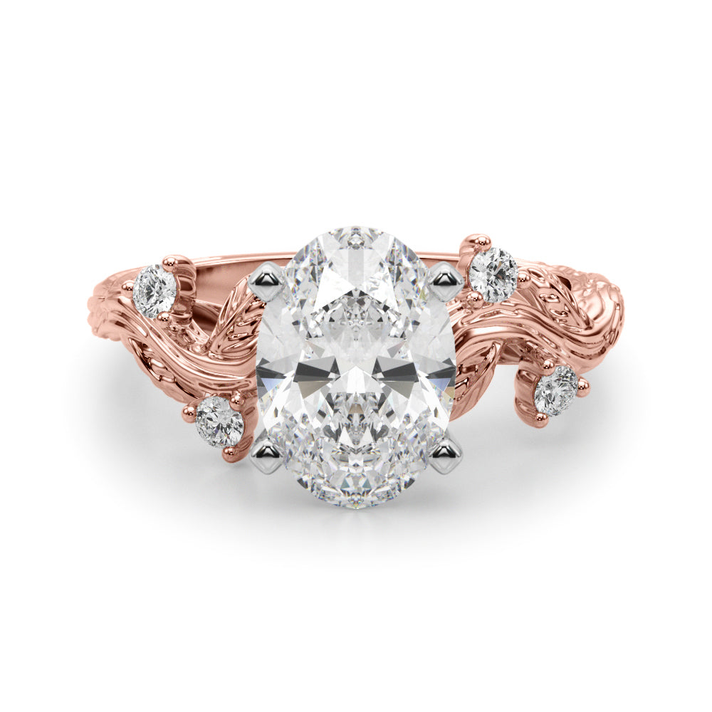 Round Nature Inspired Lab Grown Diamond Engagement Ring - VS1 D/E/F | 14K & 18K Gold | Lab Grown Diamond Engagement Ring | Picasso Gold & Diamond | Chicago