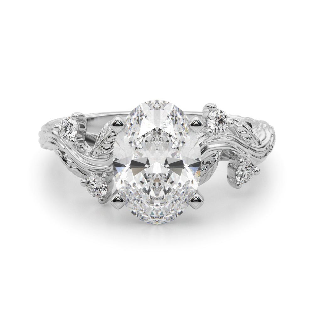 Round Nature Inspired Lab Grown Diamond Engagement Ring - VS1 D/E/F | 14K & 18K Gold | Lab Grown Diamond Engagement Ring | Picasso Gold & Diamond | Chicago
