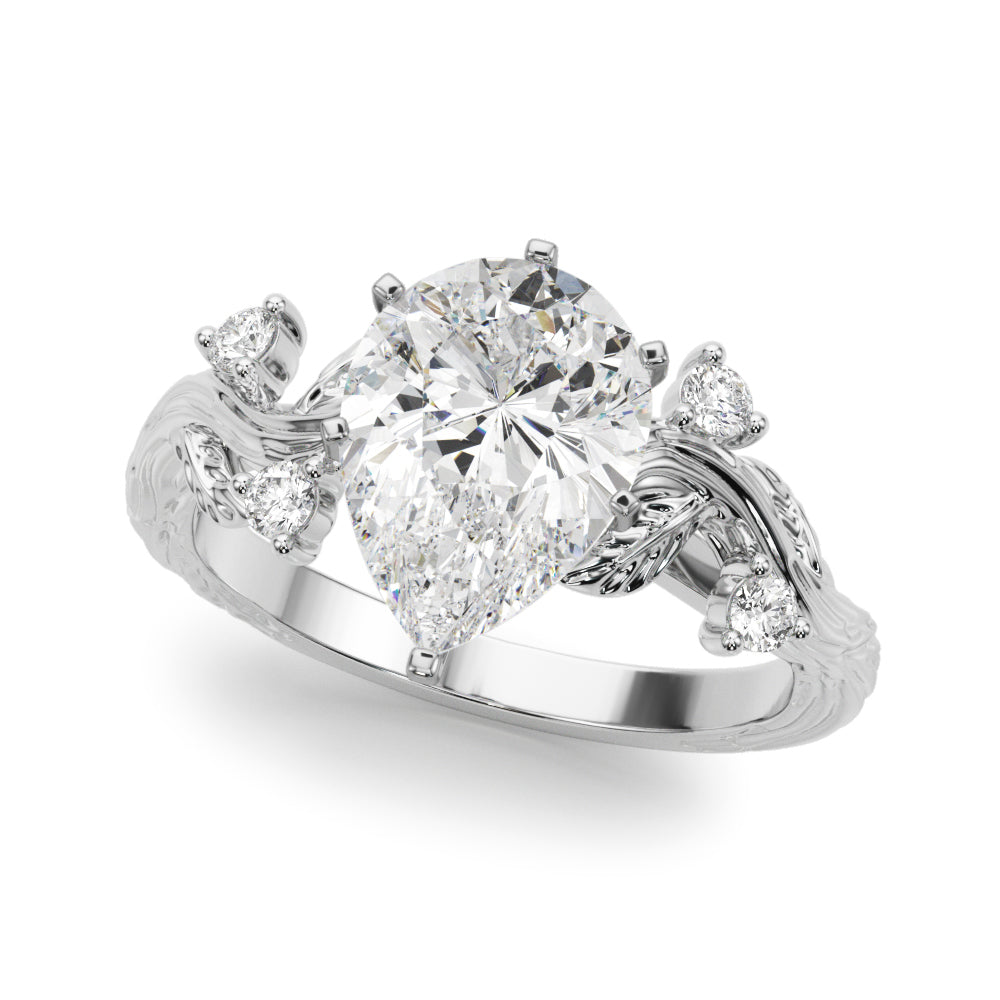 Round Nature Inspired Lab Grown Diamond Engagement Ring - VS1 D/E/F | 14K & 18K Gold | 14K White Gold | Round Lab Diamond | Picasso Gold & Diamond Chicago