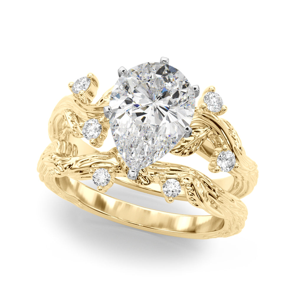 Round Nature Inspired Lab Grown Diamond Engagement Ring - VS1 D/E/F | 14K & 18K Gold | 14K White Gold | Round Lab Diamond | Picasso Gold & Diamond Chicago