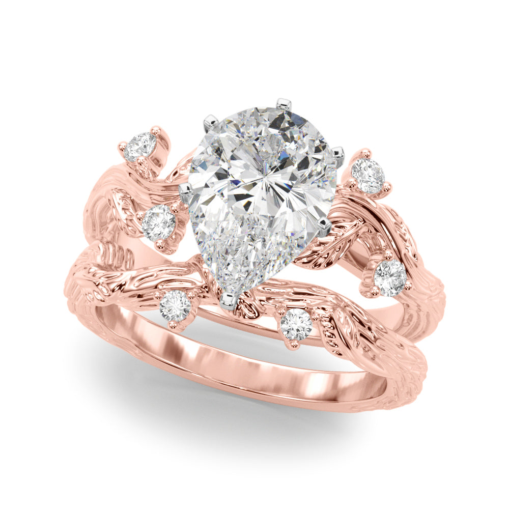 Round Nature Inspired Lab Grown Diamond Engagement Ring - VS1 D/E/F | 14K & 18K Gold | 14K Rose Gold | Round Lab Diamond | Picasso Gold & Diamond Chicago